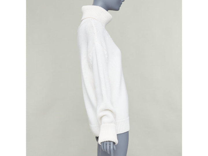 MONSE 100% wool cream deconstructed cut out turtleneck sweater XS