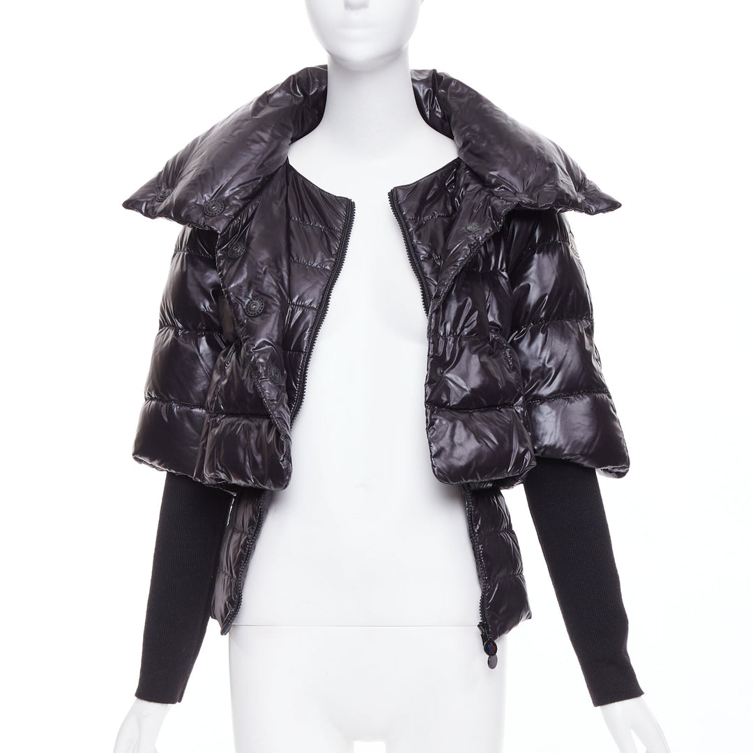 MONCLER Norme Afnor G32-003 black nylon layered high neck puffer jacket Sz.0 XS