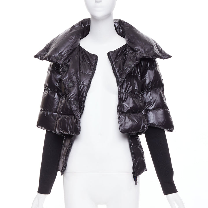 MONCLER Norme Afnor G32-003 black nylon layered high neck puffer jacket Sz.0 XS