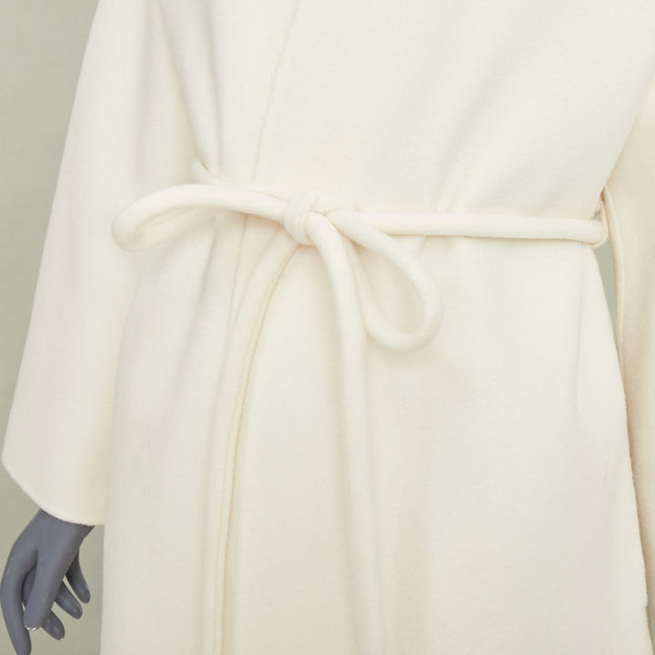 ANINE BING 2021 Hunter ivory double faced wool cashmere wrap coat XS
