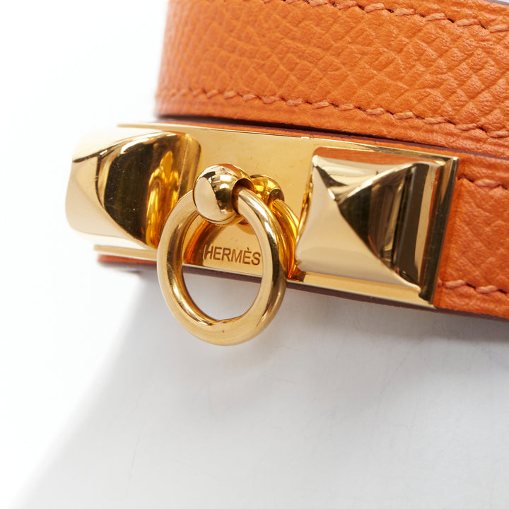 HERMES Rivale Double Tour ange GHW studded double wrap bracelet XS