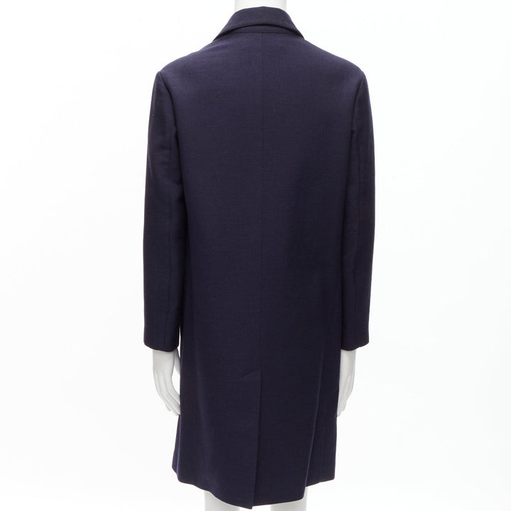 MARNI 100% wool navy blue minimal invisible button longline coat IT48 M