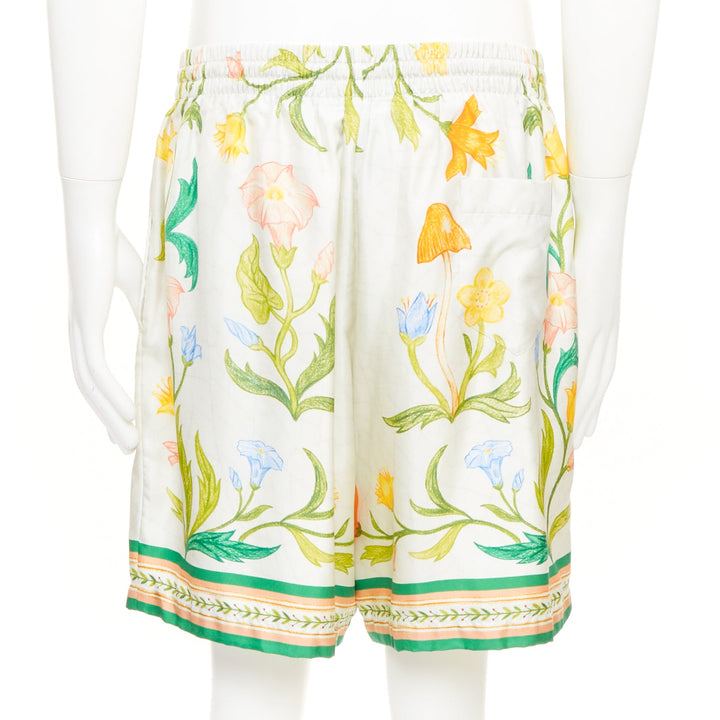 CASABLANCA 2023 L'Arche Fleurie floral print drawstring silk beach shorts XXL