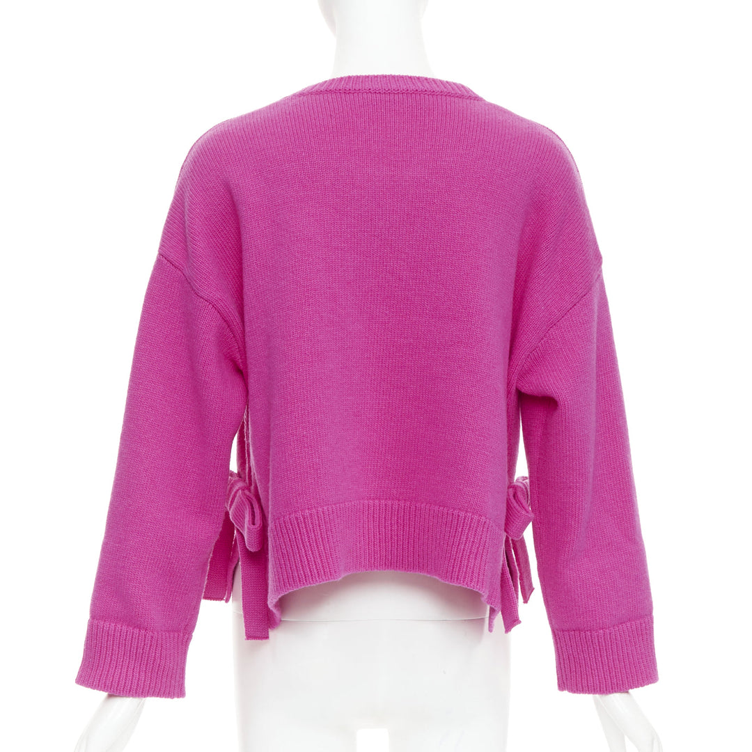 VALENTINO 2022 Pier Paolo Piccioli pink bow virgin wool boxy sweater XS