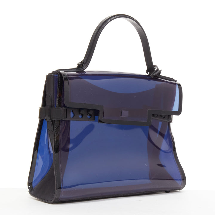 DELVAUX PVC Tempete Dark Night Bleu De Prusse navy flap satchel bag