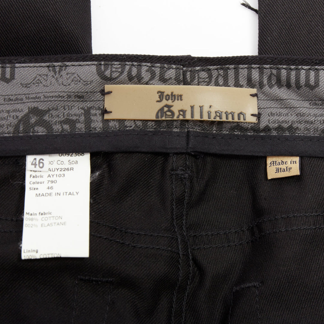 JOHN GALLIANO black cotton floral fringe embellished bootcut jeans FR46 S