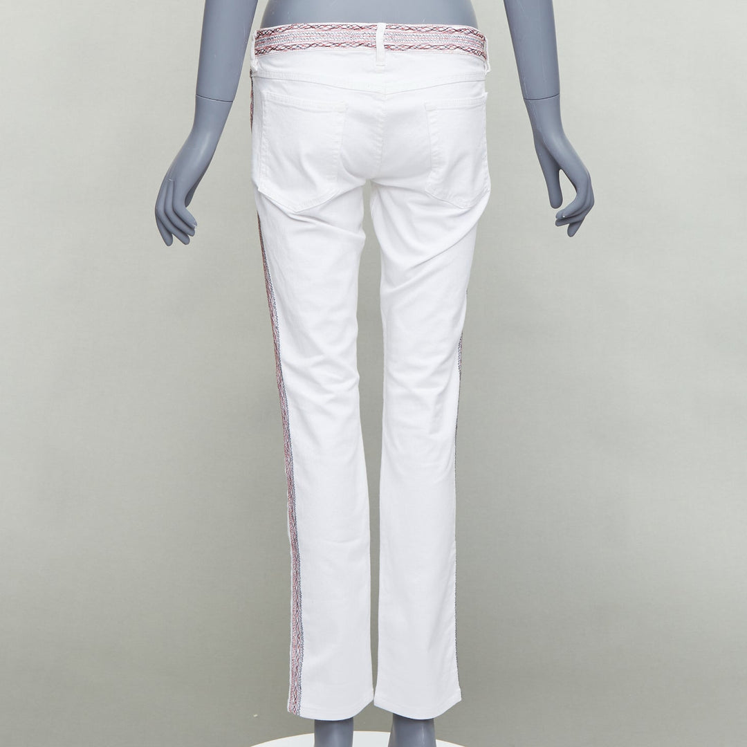 ISABEL MARANT ETOILE white denim red black stitch detail jeans FR38 M