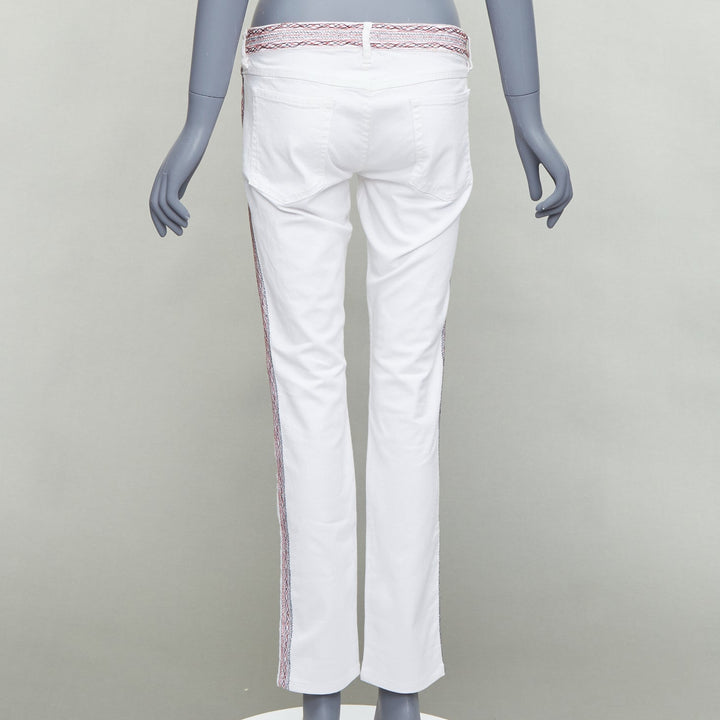 ISABEL MARANT ETOILE white denim red black stitch detail jeans FR38 M