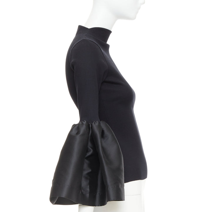 MARQUES ALMEIDA black organic cotton puff bishop sleeve sweater XS