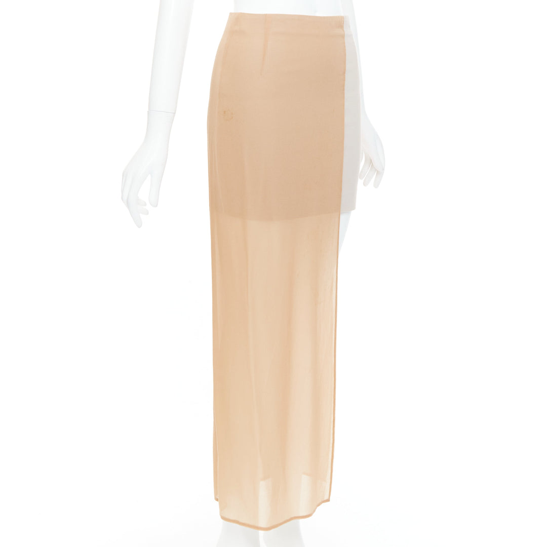 MAISON MARGIELA 2013 nude cream sheer layered asymmetric skirt IT38 XS