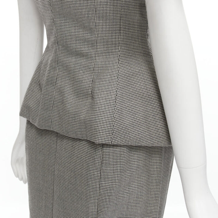 JOHN GALLIANO 1995 Vintage grey houndstooth padded hip jacket skirt Madonna IT40