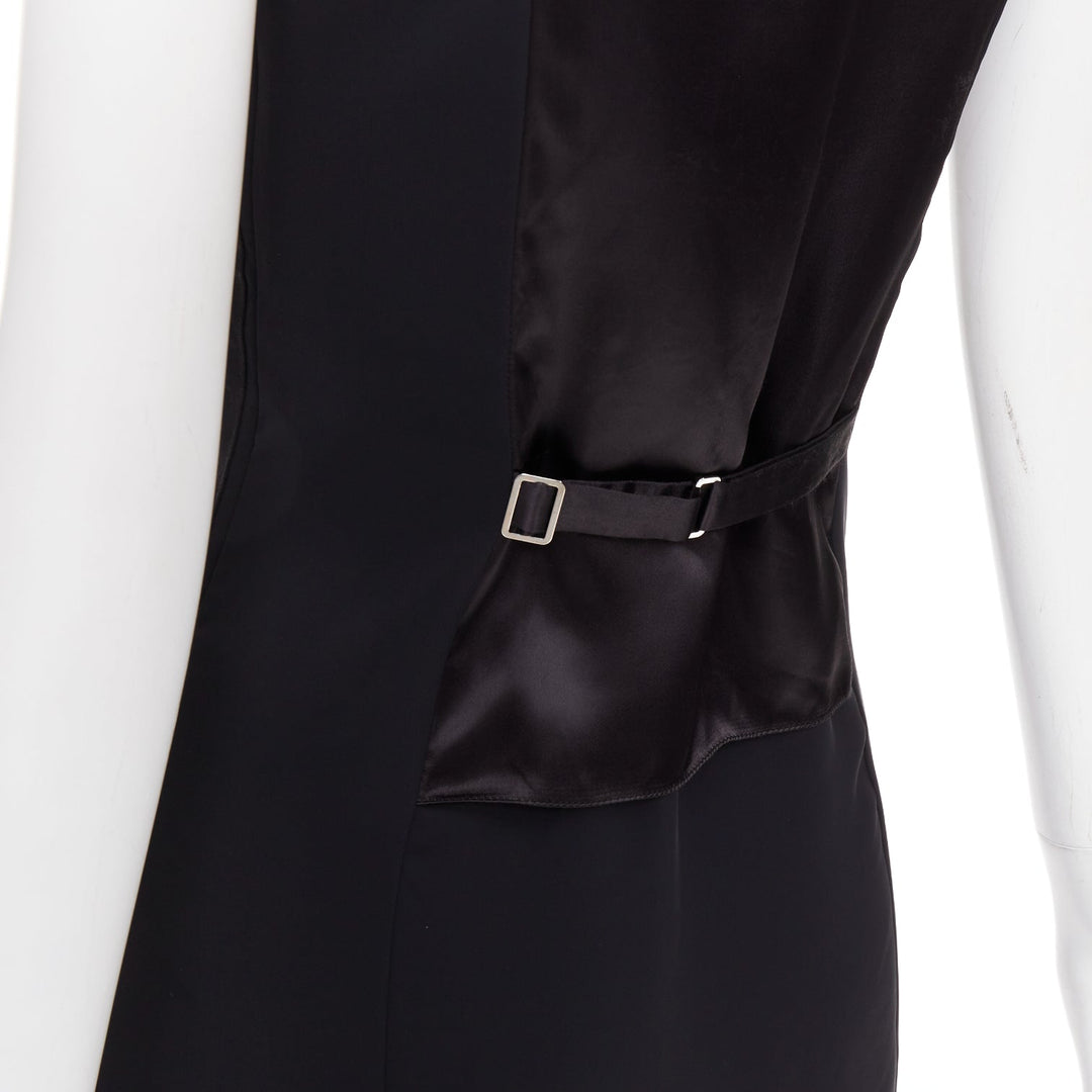 MAISON MARTIN MARGIELA 2014 black deconstructed raw edge cut sleeve dress FR38 M