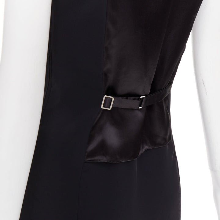 MAISON MARTIN MARGIELA 2014 black deconstructed raw edge cut sleeve dress FR38 M