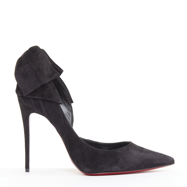 CHRISTIAN LOUBOUTIN Rabakate 100 Veau Velours black suede bow stiletto pump EU37