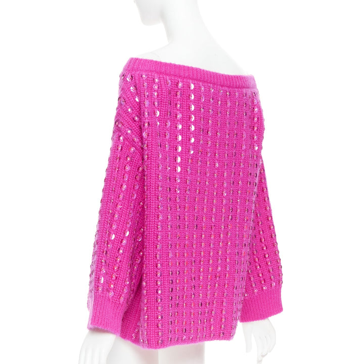 VALENTINO 2022 Pier Paolo Piccioli hot pink mohair blend jewel sweater S