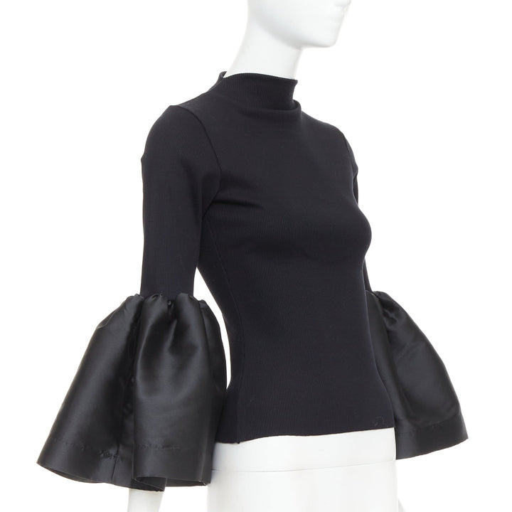 MARQUES ALMEIDA black organic cotton puff bishop sleeve sweater XS