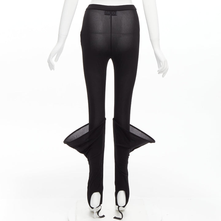 LOEWE Runway Hoop black 3D cuff semi sheer stirred up legging pants FR36 S
