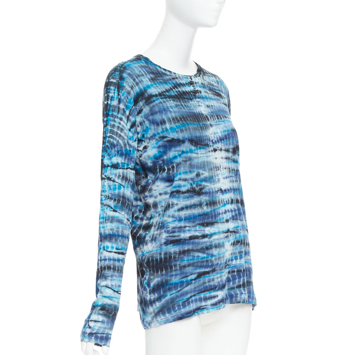 PROENZA SCHOULER Signature blue tie dye cotton long sleeve crew top M