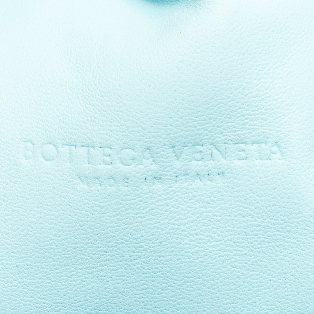 BOTTEGA VENETA The Pouch sky blue Intercciato woven leather magnetic clutch bag