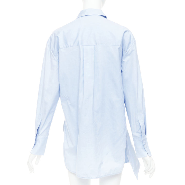 VVB VICTORIA BECKHAM light blue cotton asymmetric pleated hem dress shirt UK6 XS