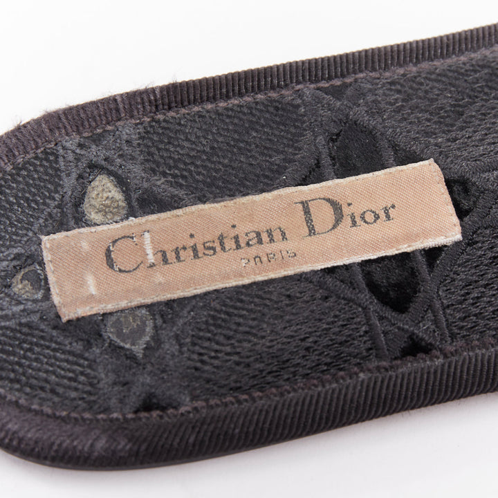 DIOR Chez Moi black velvet cannage quilted velvet flat slides EU35