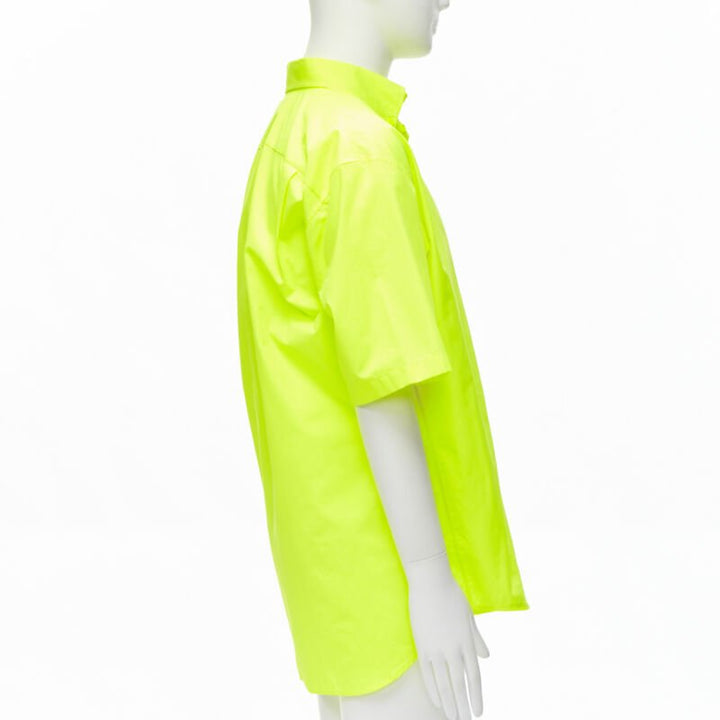 BALENCIAGA Demna 2020 neon yellow shoulder tab boxy oversized shirt EU38 S