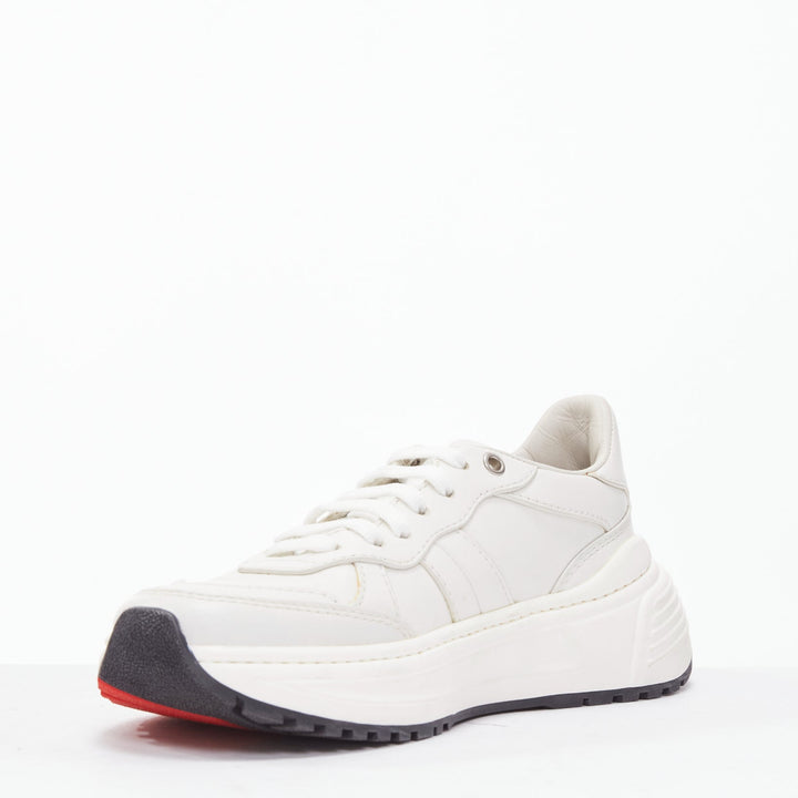 BOTTEGA VENETA Speedster white leather panelled red soled dad sneakers EU37