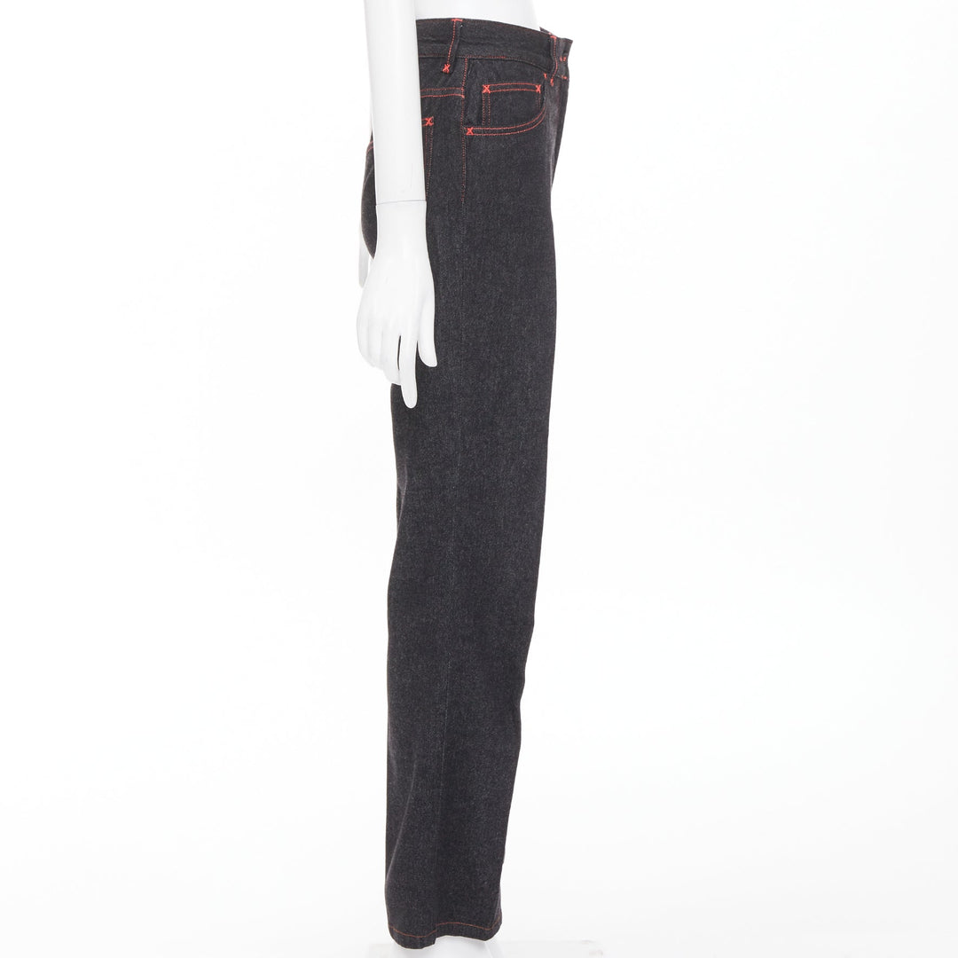 DOLCE GABBANA Vintage black viscose red topstitch high waisted jeans IT38 XS