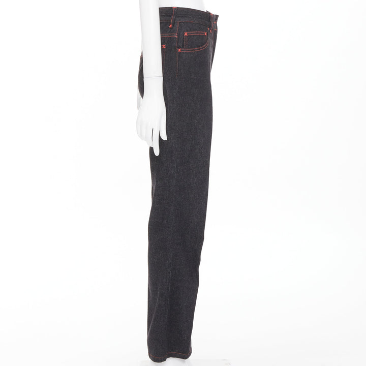DOLCE GABBANA Vintage black viscose red topstitch high waisted jeans IT38 XS