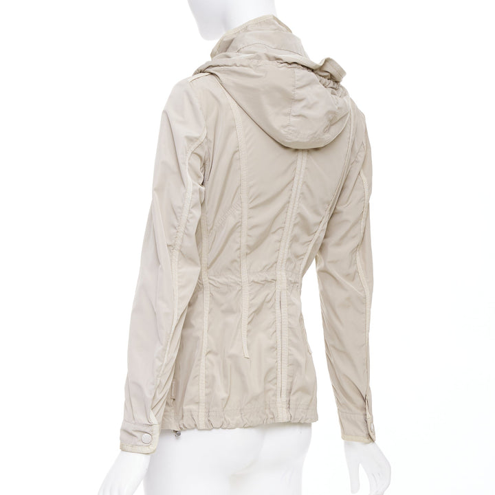 MONCLER Roxane Giubotto beige nylon military cargo pocket jacket Sz.0 XS