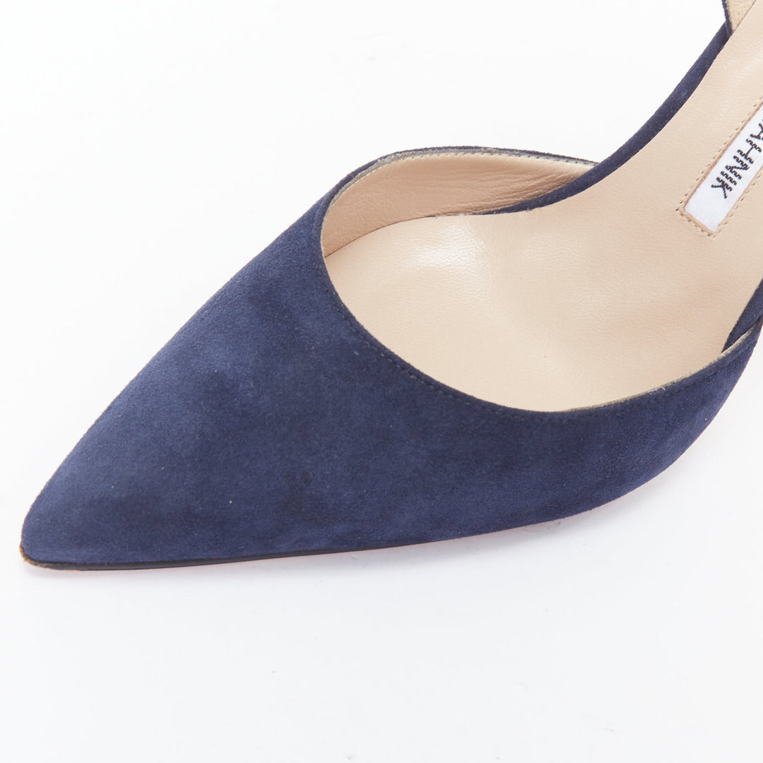 MANOLO BLAHNIK navy suede leather slingback stiletto heels EU39