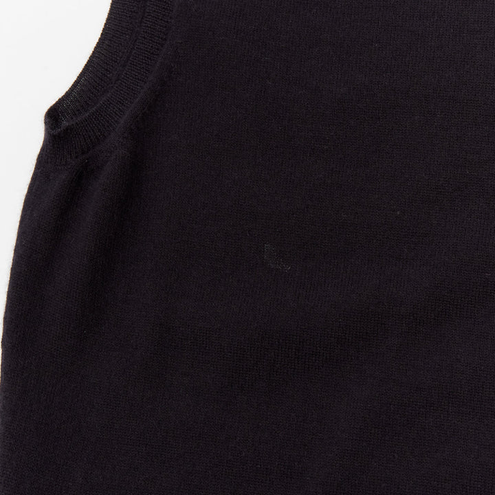 CHRISTIAN DIOR black cashmere silk CD logo charm knit tank vest FR36 S