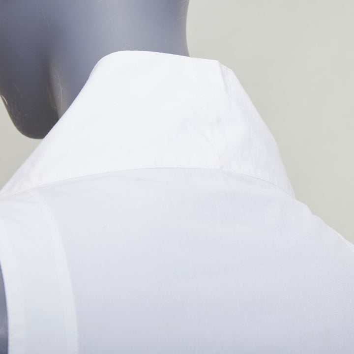 ALAIA off white cotton drawstring tie waist halter shirt top FR36 S
