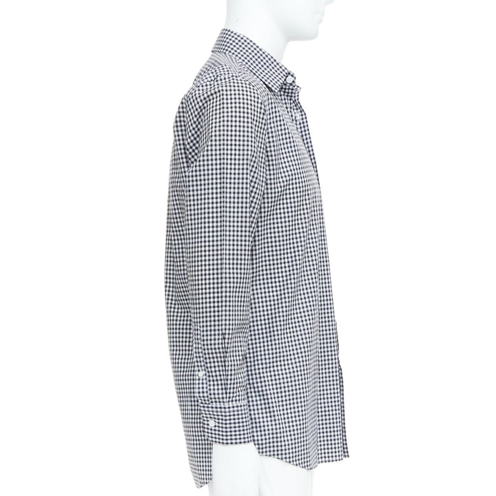 PRADA 2008 black white gingham check cotton long sleeve button shirt EU39 M