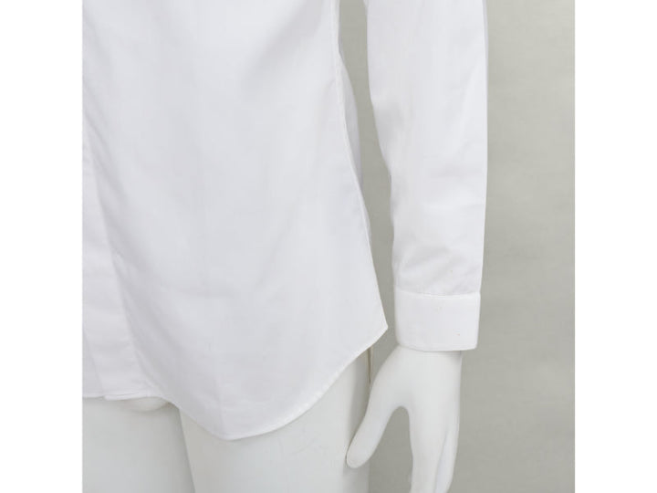 DIOR HOMME white cotton black scribble embroidered collar dress shirt EU39 M