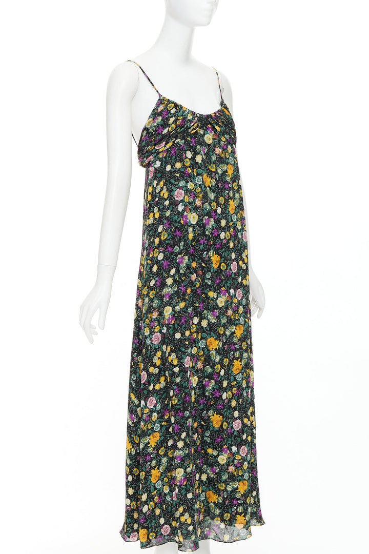 CELINE Hedi Slimane yellow purple floral print viscose dress FR38 M