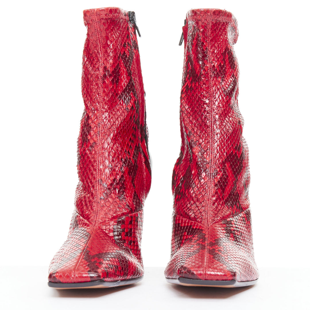 OLD CELINE Phoebe Philo Madame Flared red leather square toe ankle boots EU39