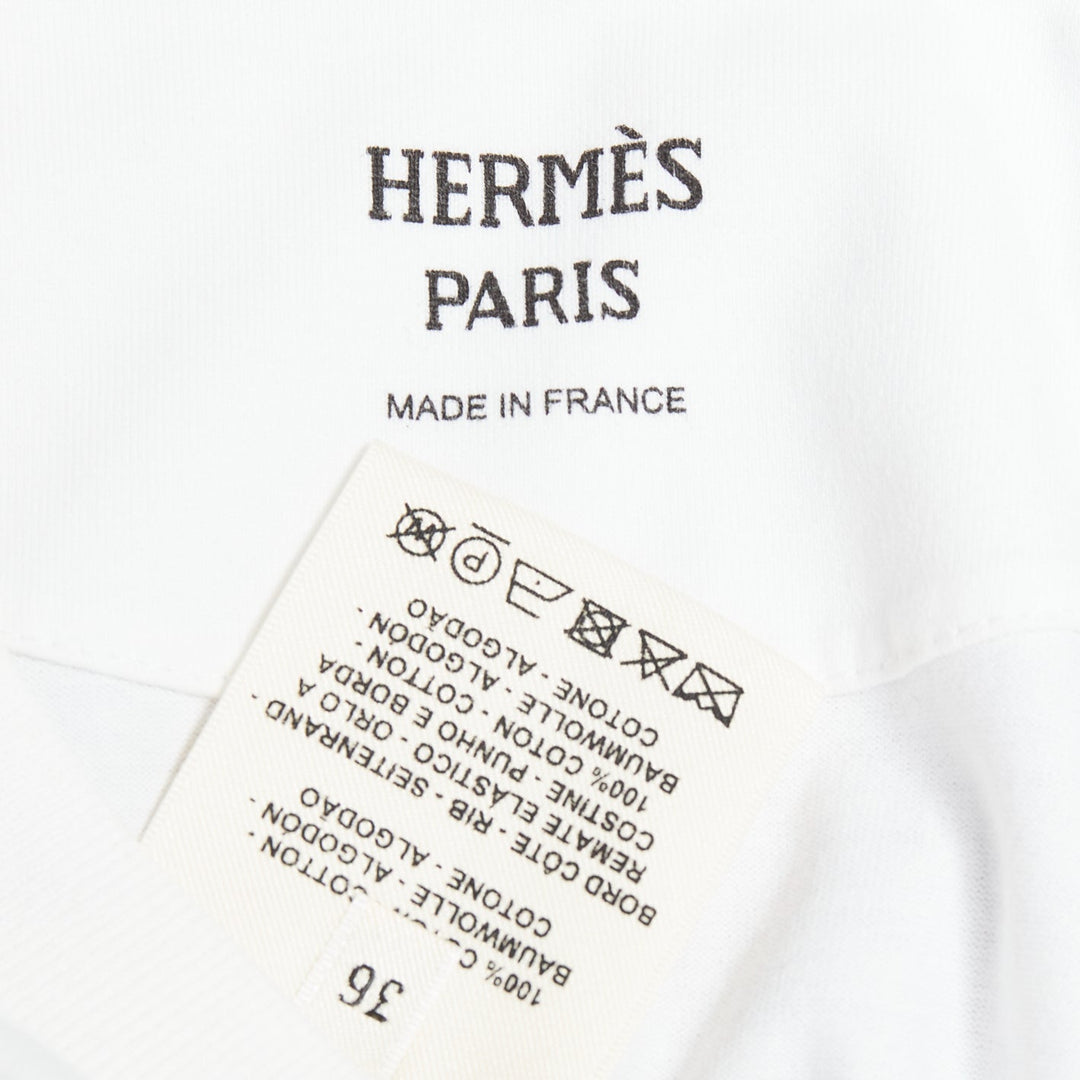 HERMES Mors et Gourmettes Equstrian silk applique cotton tshirt dress FR36 S
