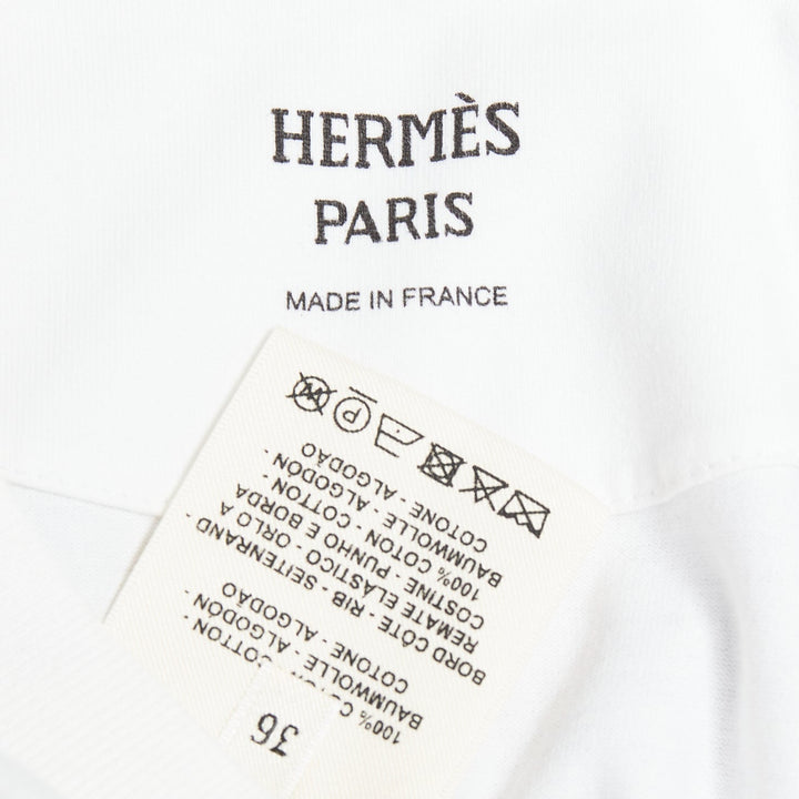 HERMES Mors et Gourmettes Equstrian silk applique cotton tshirt dress FR36 S