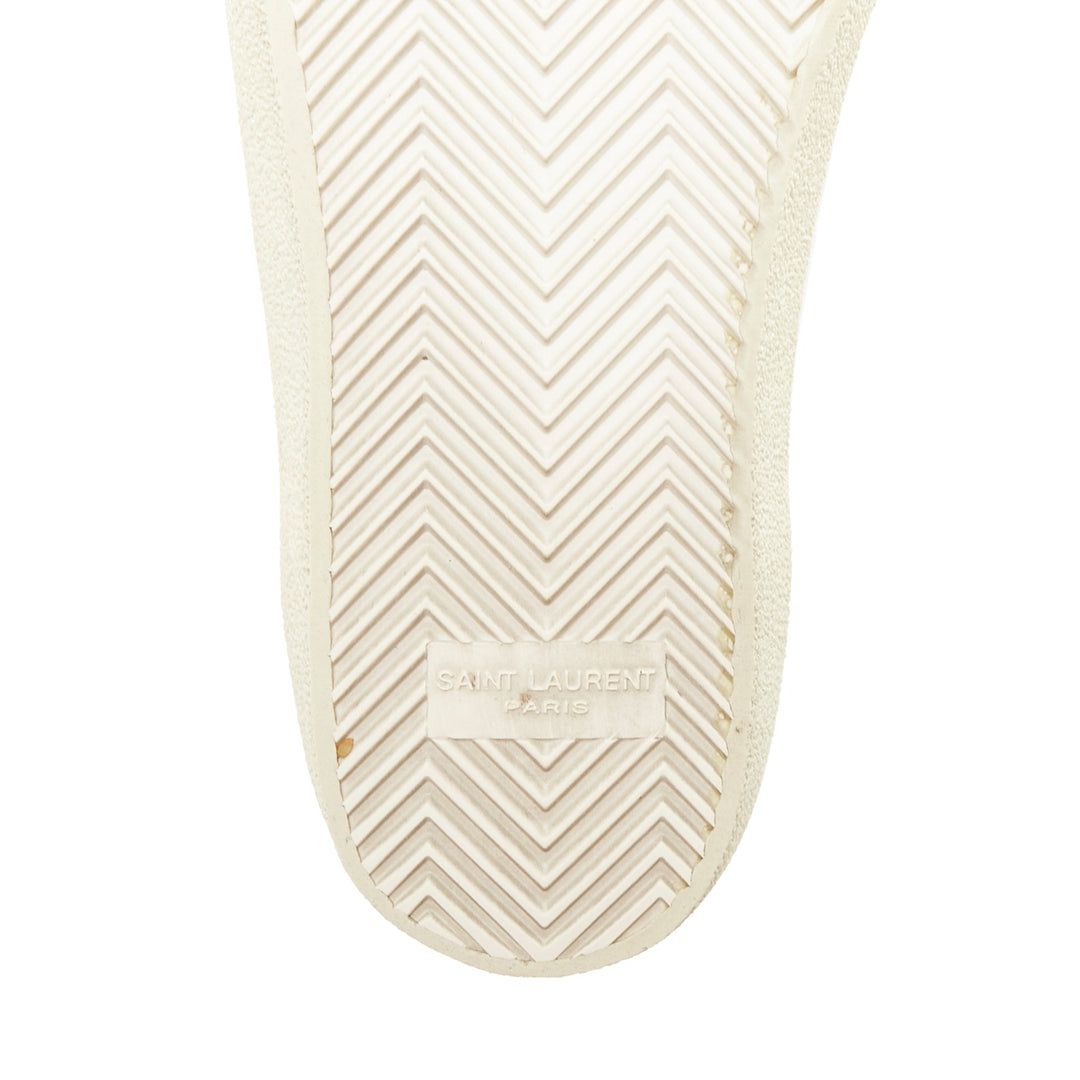 SAINT LAURENT SL/06 cream Yeah Baby embroidered canvas court sneakers EU40.5