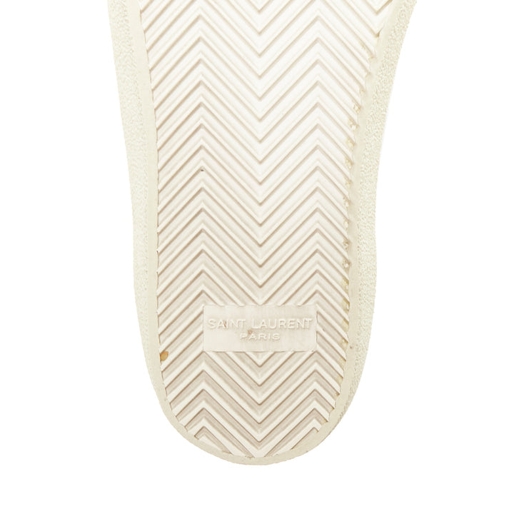 SAINT LAURENT SL/06 cream Yeah Baby embroidered canvas court sneakers EU40.5
