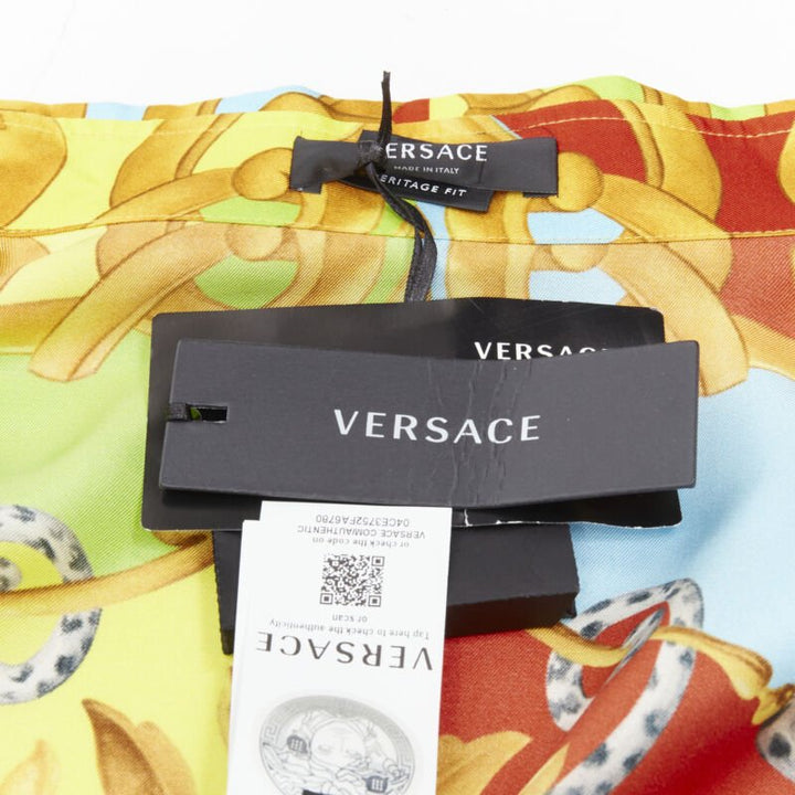 VERSACE 2020 Runway Barocco Acanthus Pop Print Limited silk shirt EU39 S