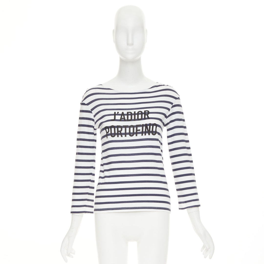 DIOR J'adior Portofino nautical navy white cotton linen mariniere tshirt M