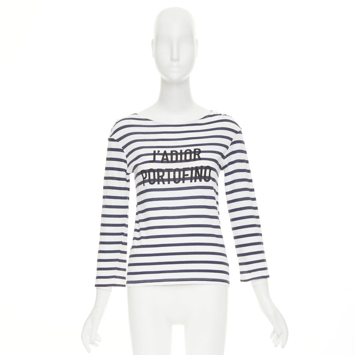 DIOR J'adior Portofino nautical navy white cotton linen mariniere tshirt M