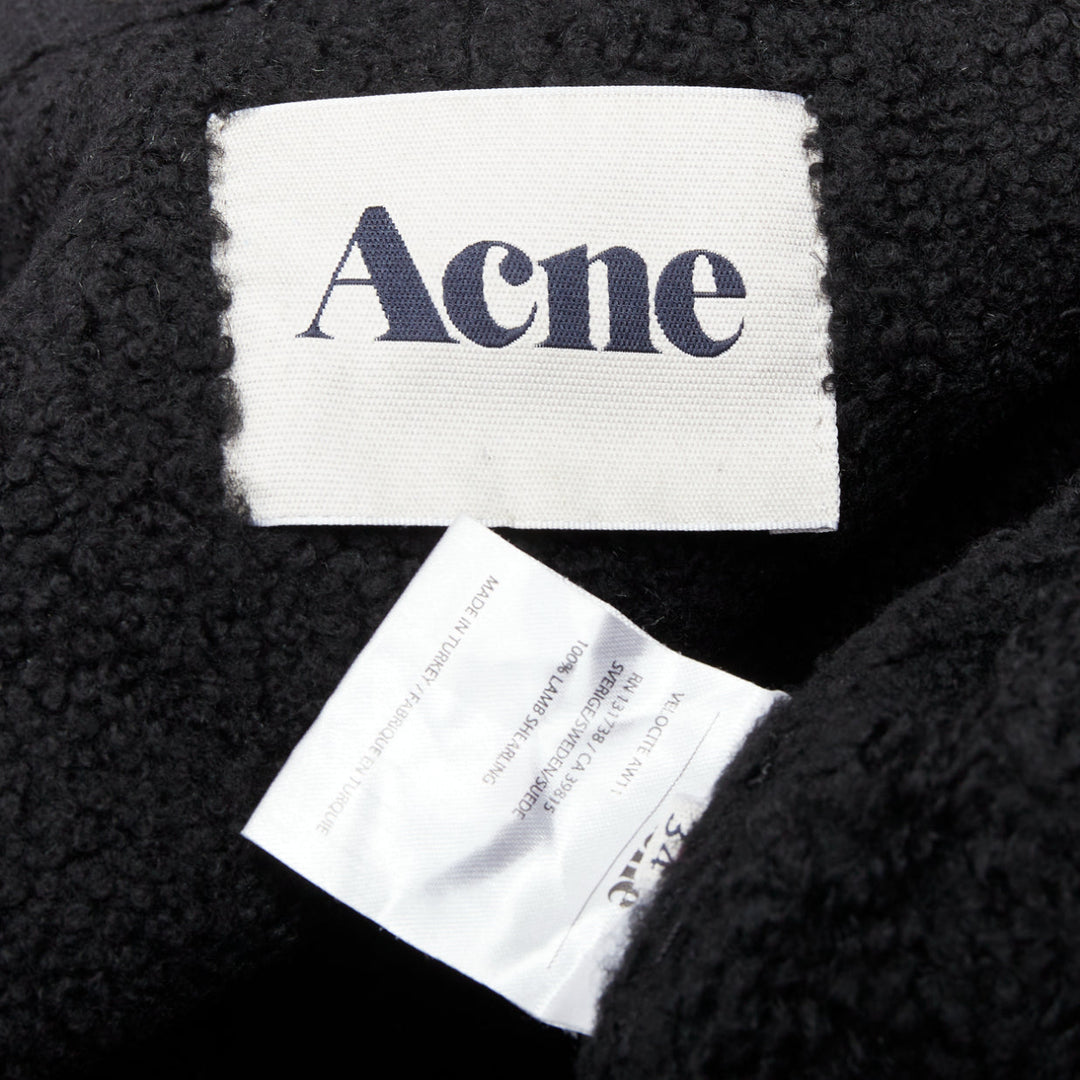 ACNE STUDIOS 2011 Velocite black shearling silver zip oversized biker FR34 XS