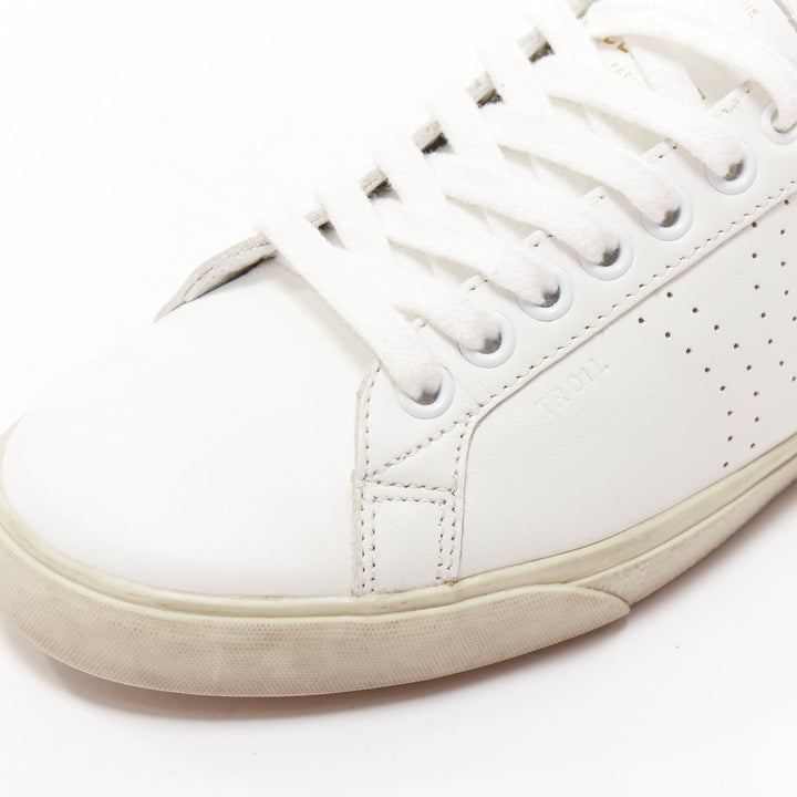 CELINE Triomphe white perforated logo lace up sneakers EU35