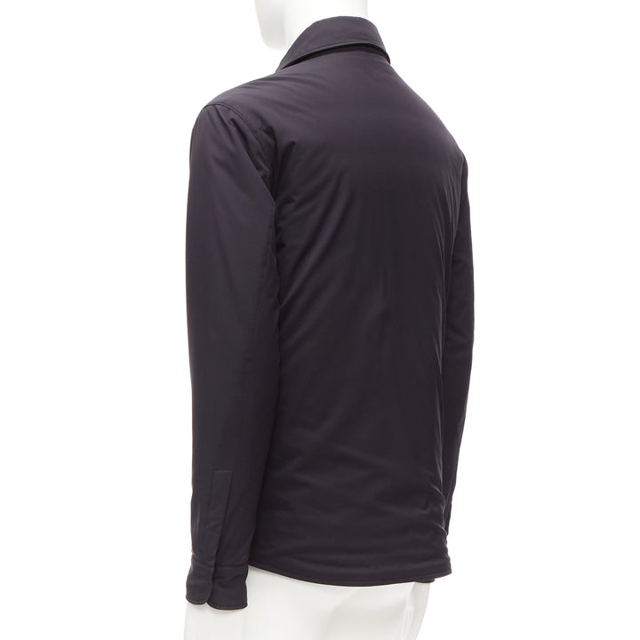 LORO PIANA Storm System black nylon grey cotton cashmere lined jacket S