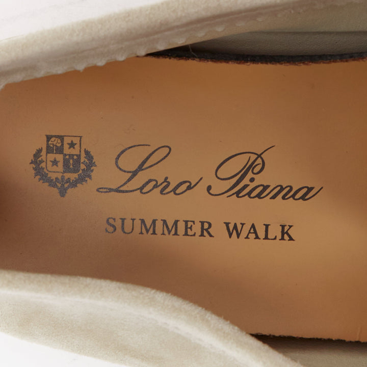 LORO PIANA Summerwalk Chamslofer sand suede Rabbit pendant loafers EU37