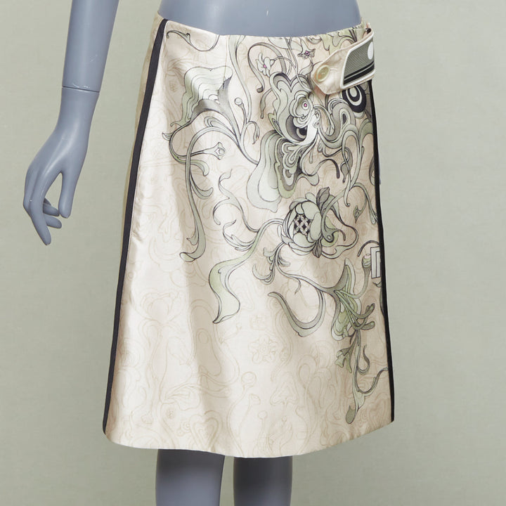 PRADA 2018 Runway James Jean Fairy print rubber tab wrap skirt IT42 M