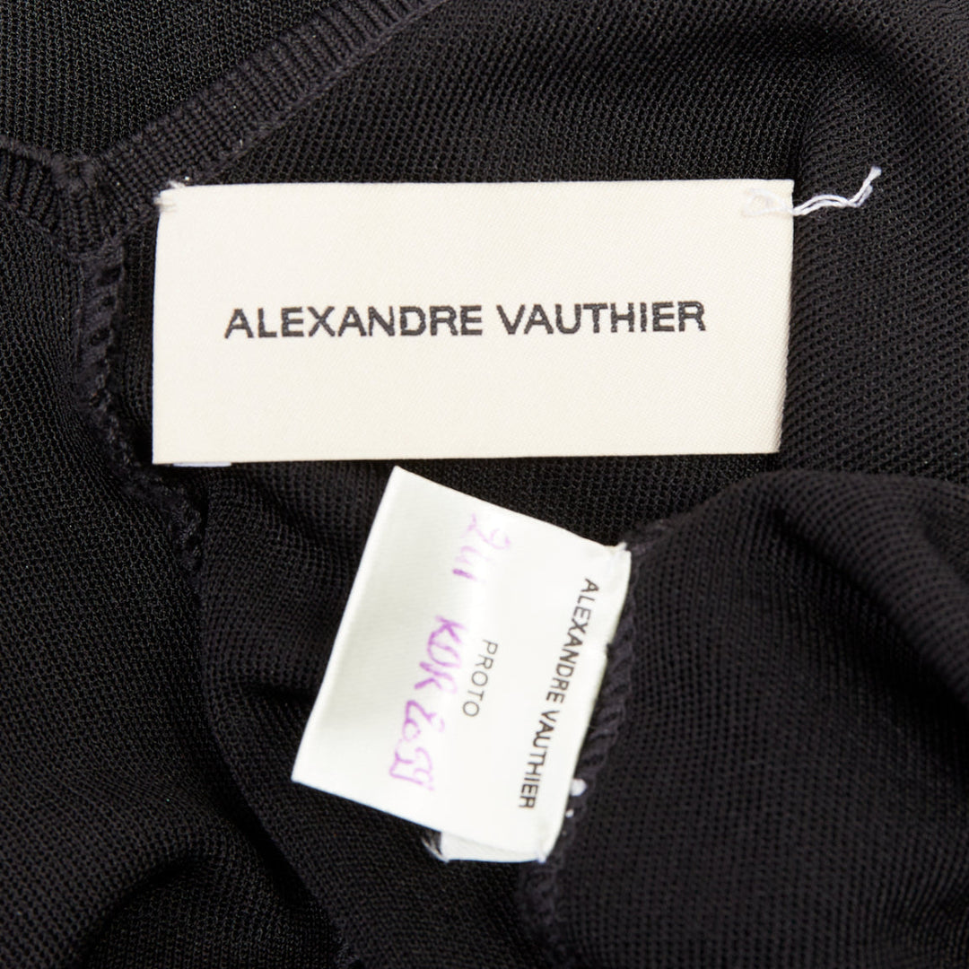 ALEXANDRE VAUTHIER black fine knit crystal encrusted rope halter open back dress